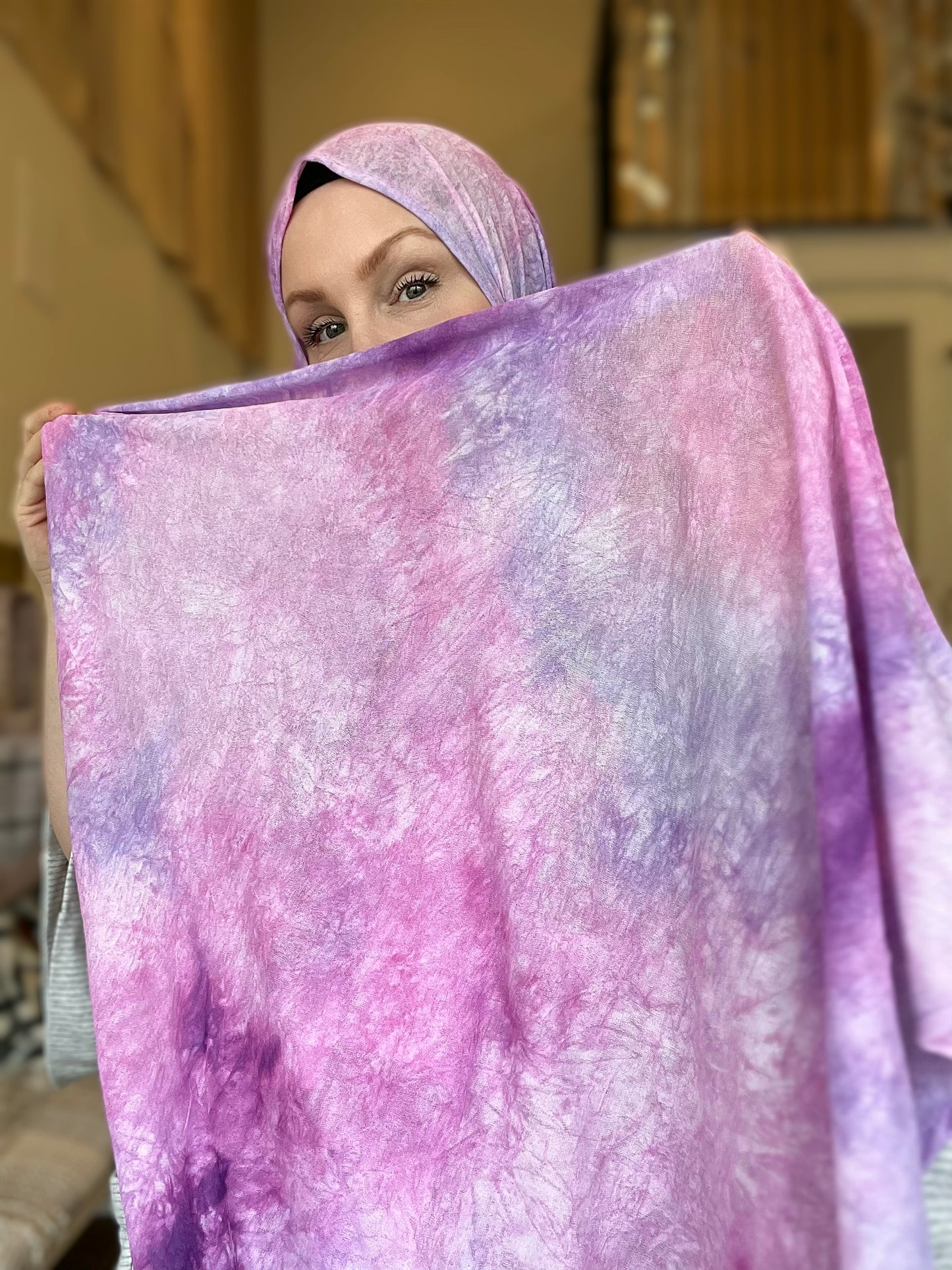 Crinkle Stretch Jersey Chiffon Hijab: Berry Compote