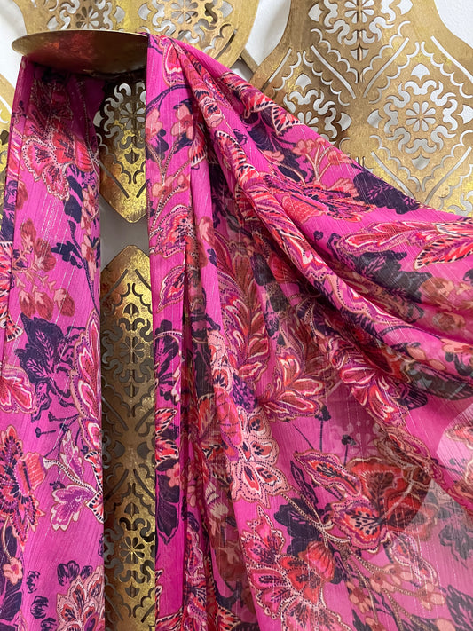 Crinkle Chiffon Hijab: Fuchsia Gala