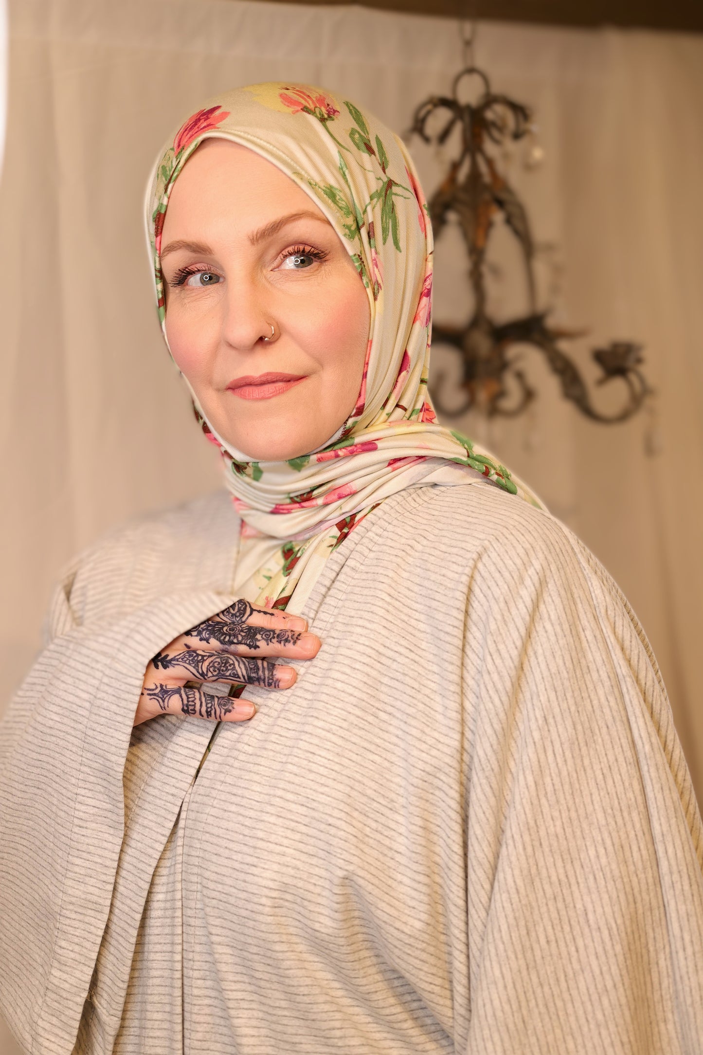Printed Jersey Hijab: Cool Minty Floral