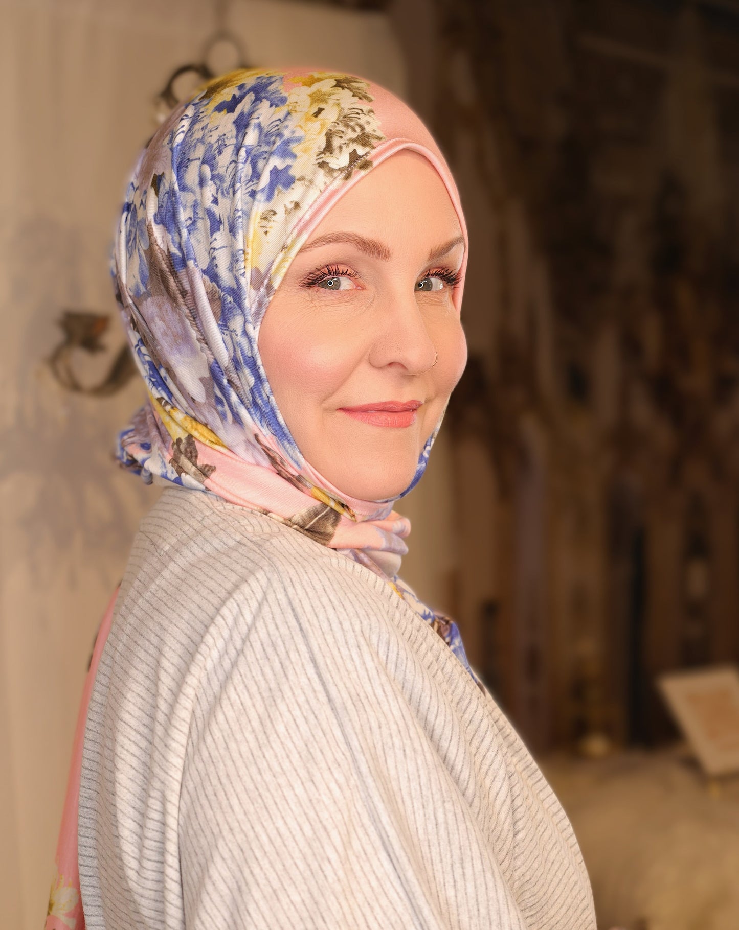 Printed Jersey Hijab: Mother's Day Bouquet