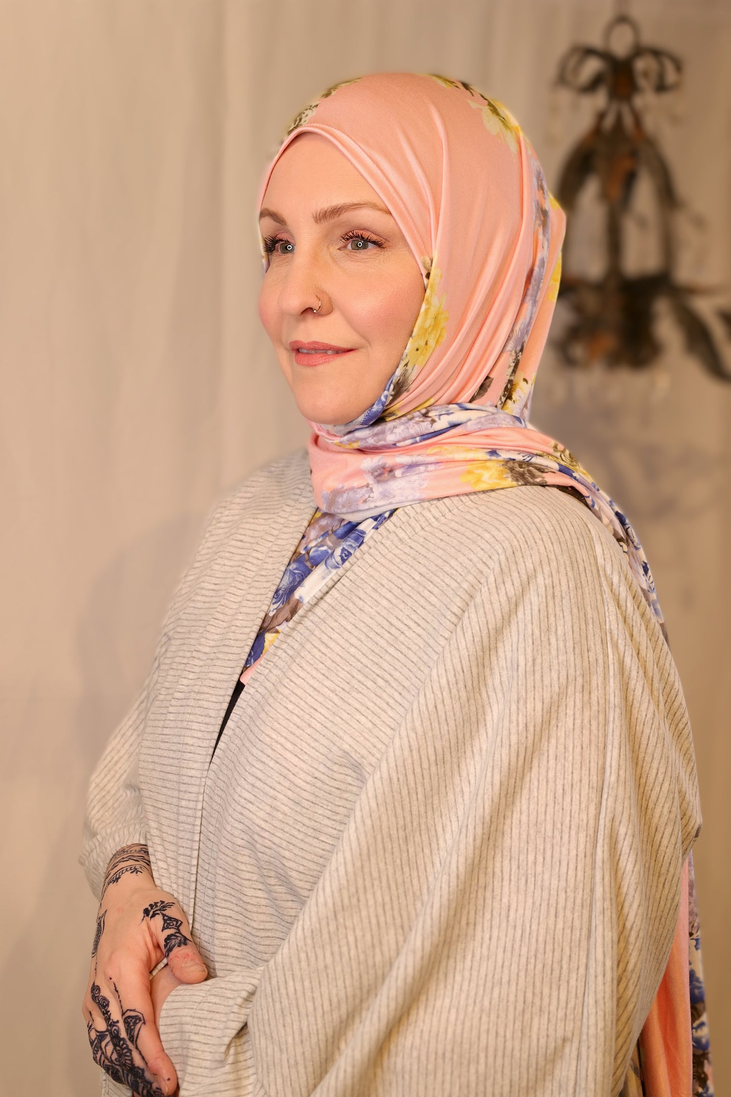 Printed Jersey Hijab: Mother's Day Bouquet