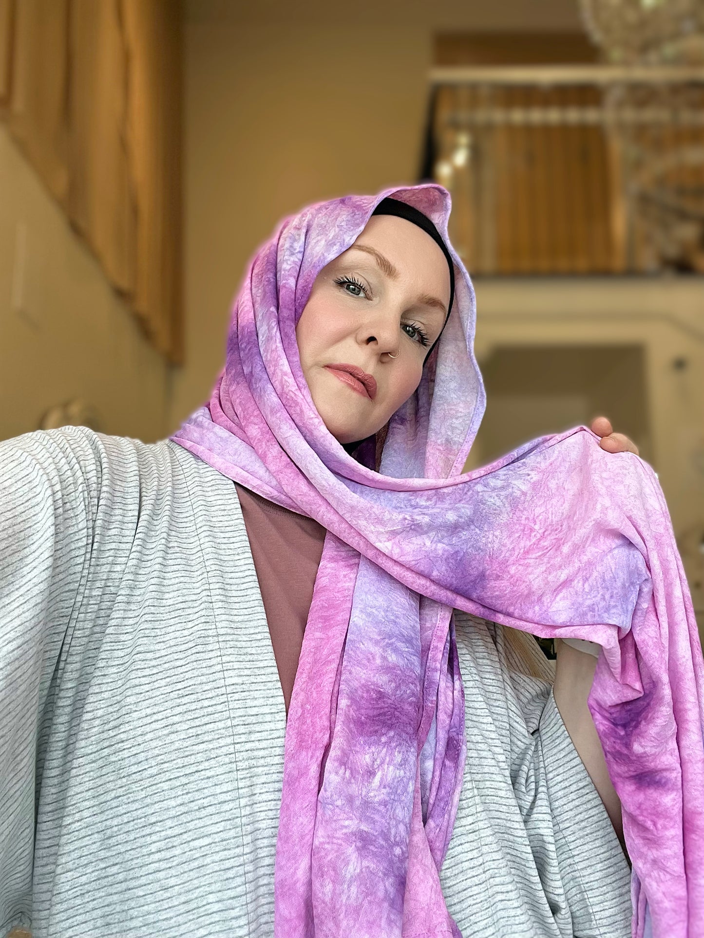 Crinkle Stretch Jersey Chiffon Hijab: Berry Compote