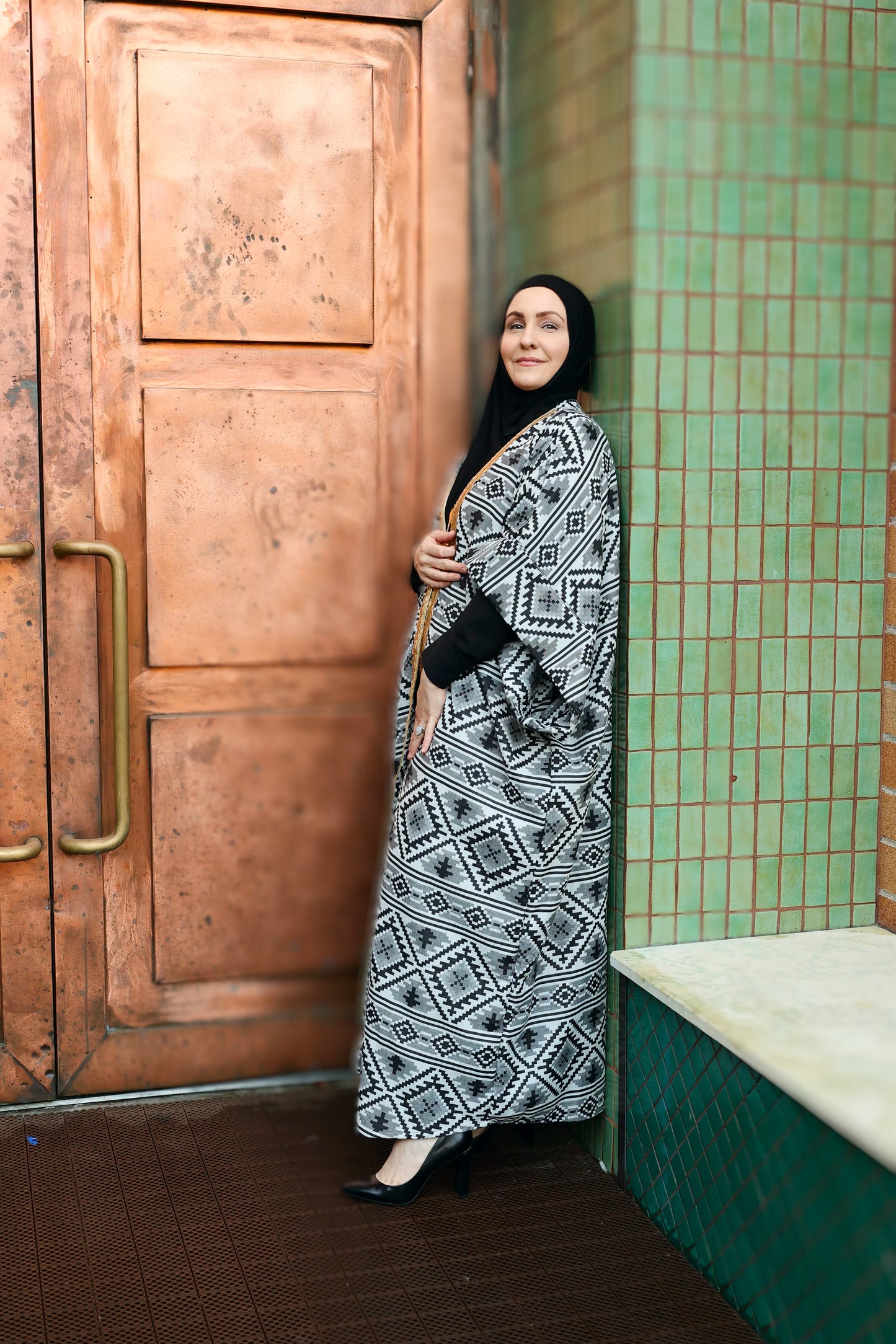 MC Woven Bisht: Classic Black & White