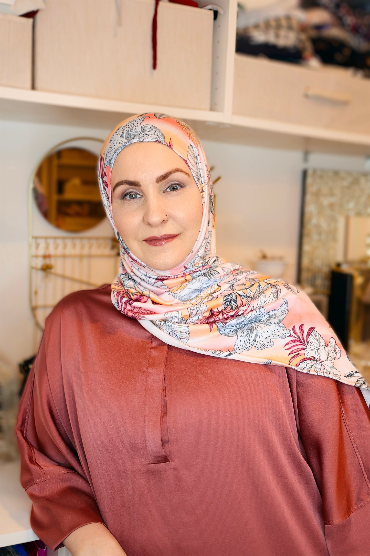 Printed Jersey Hijab: Island Punch