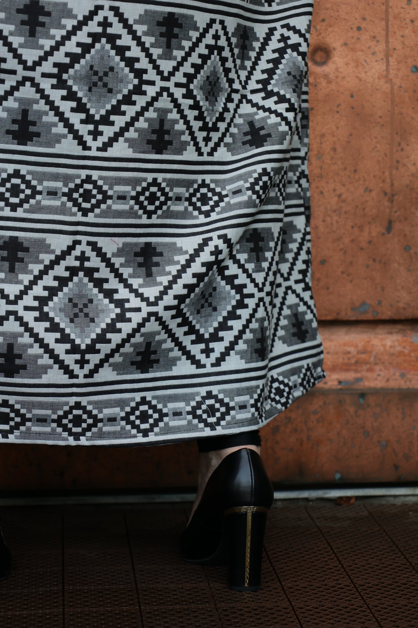 MC Woven Bisht: Classic Black & White