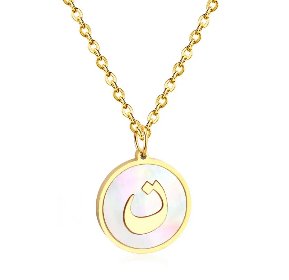 Gold Necklace: Luxe Pearl Arabic Letter