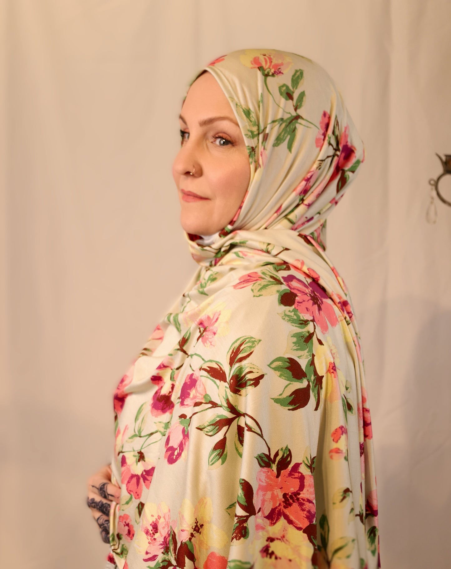 Printed Jersey Hijab: Cool Minty Floral