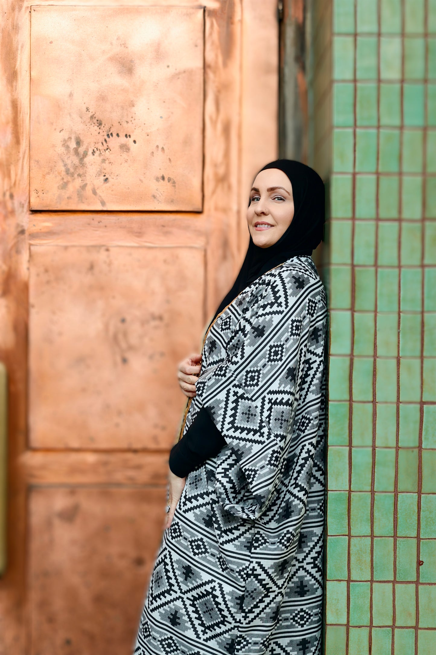MC Woven Bisht: Classic Black & White