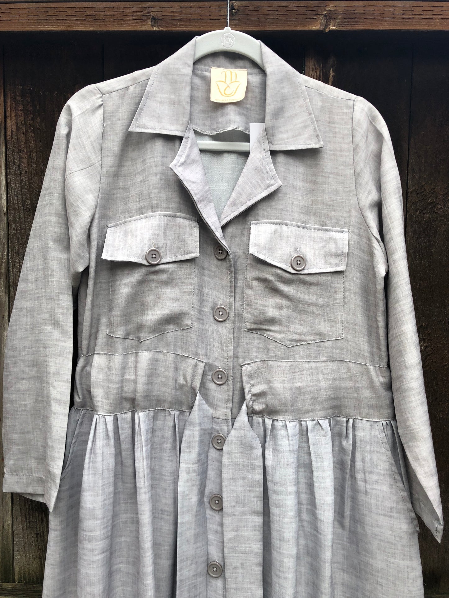 Spring Trench Dress - Light Grey