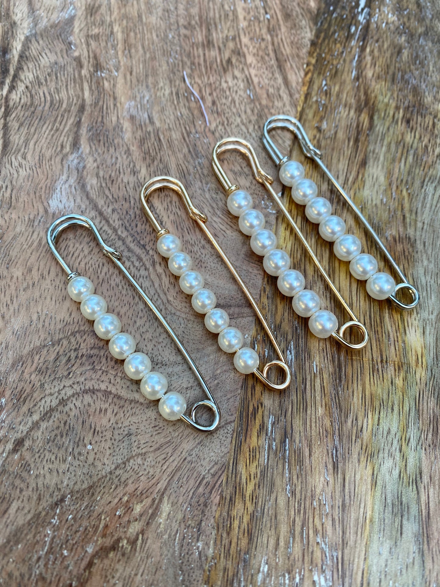 Glam Pearl Safety Pins: Gold or Silver