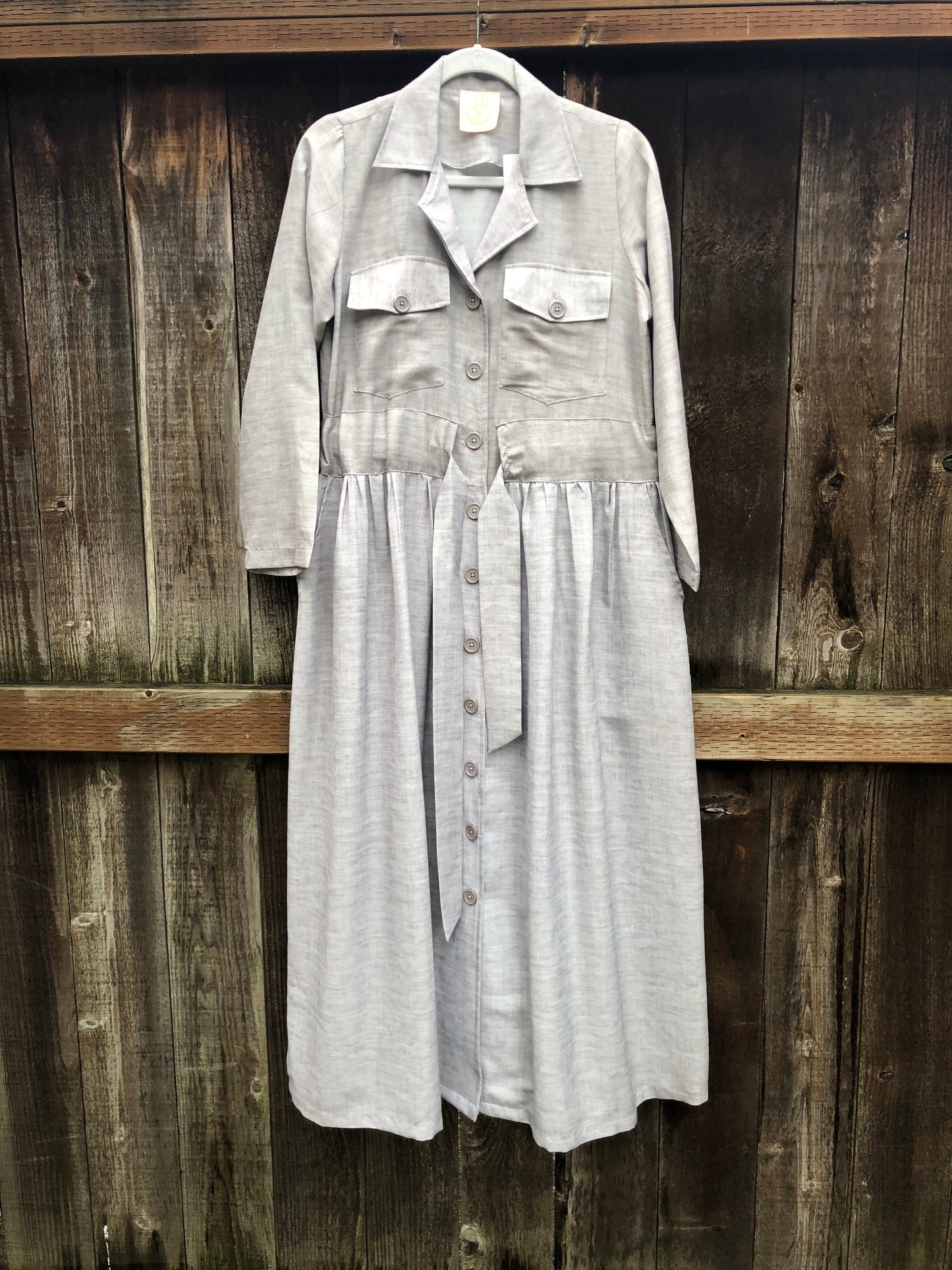 Spring Trench Dress - Light Grey