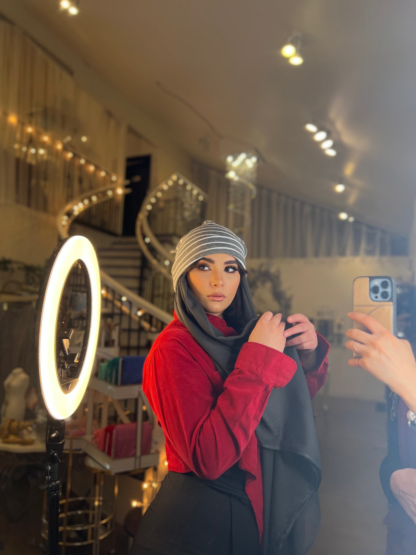 The Zahra Beanie: Heather Grey Stripes