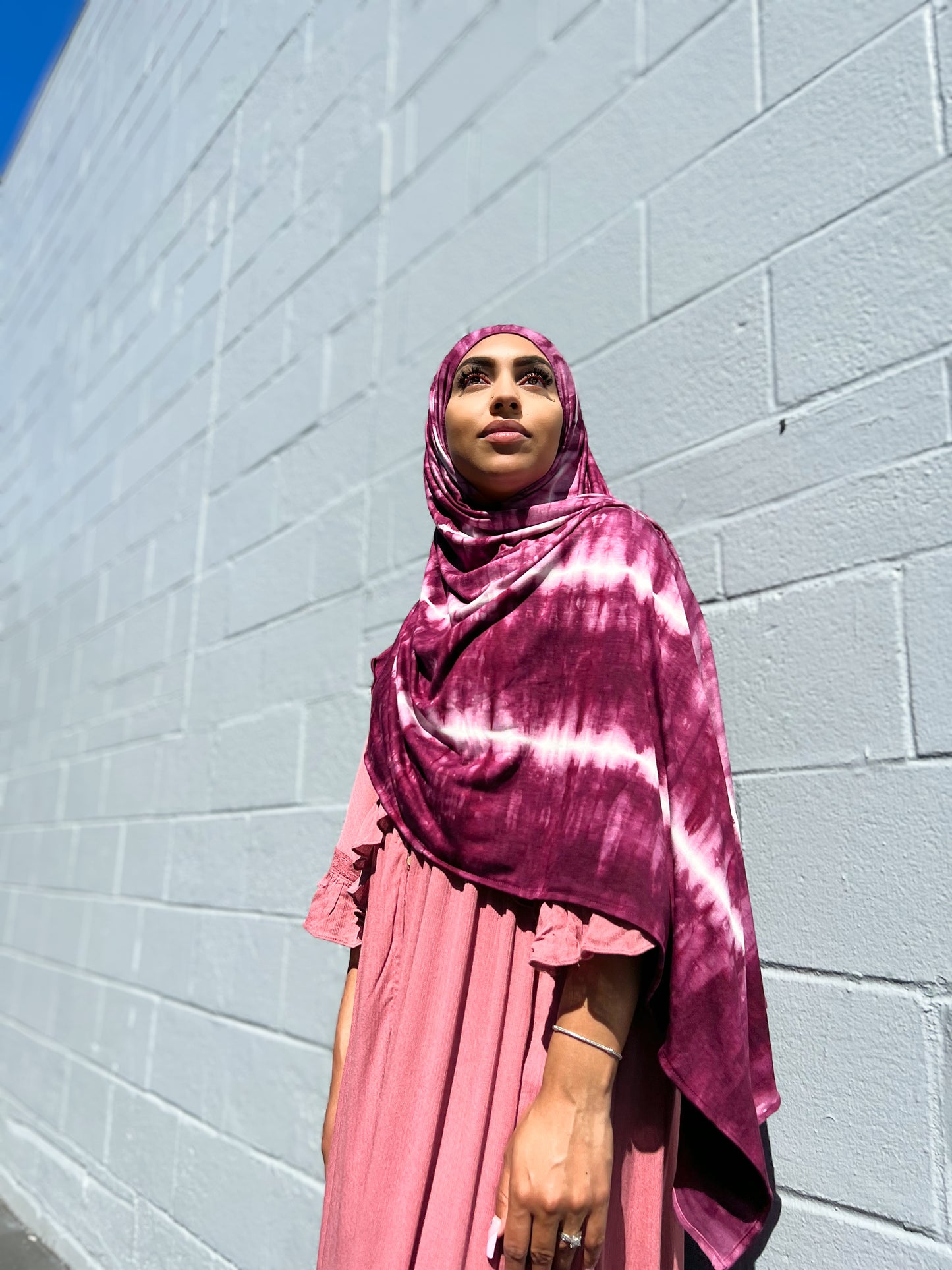 Tie Dye Jersey Hijab: Deep Vimto