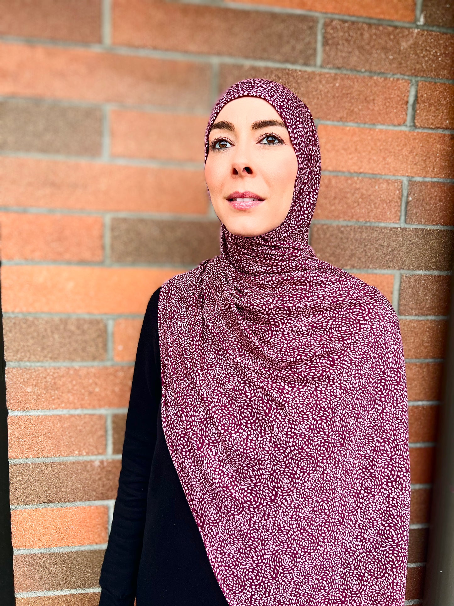 Printed Jersey Hijab: Celebration Burgundy
