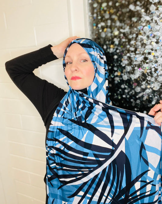 Printed Jersey Hijab: Moody Palms