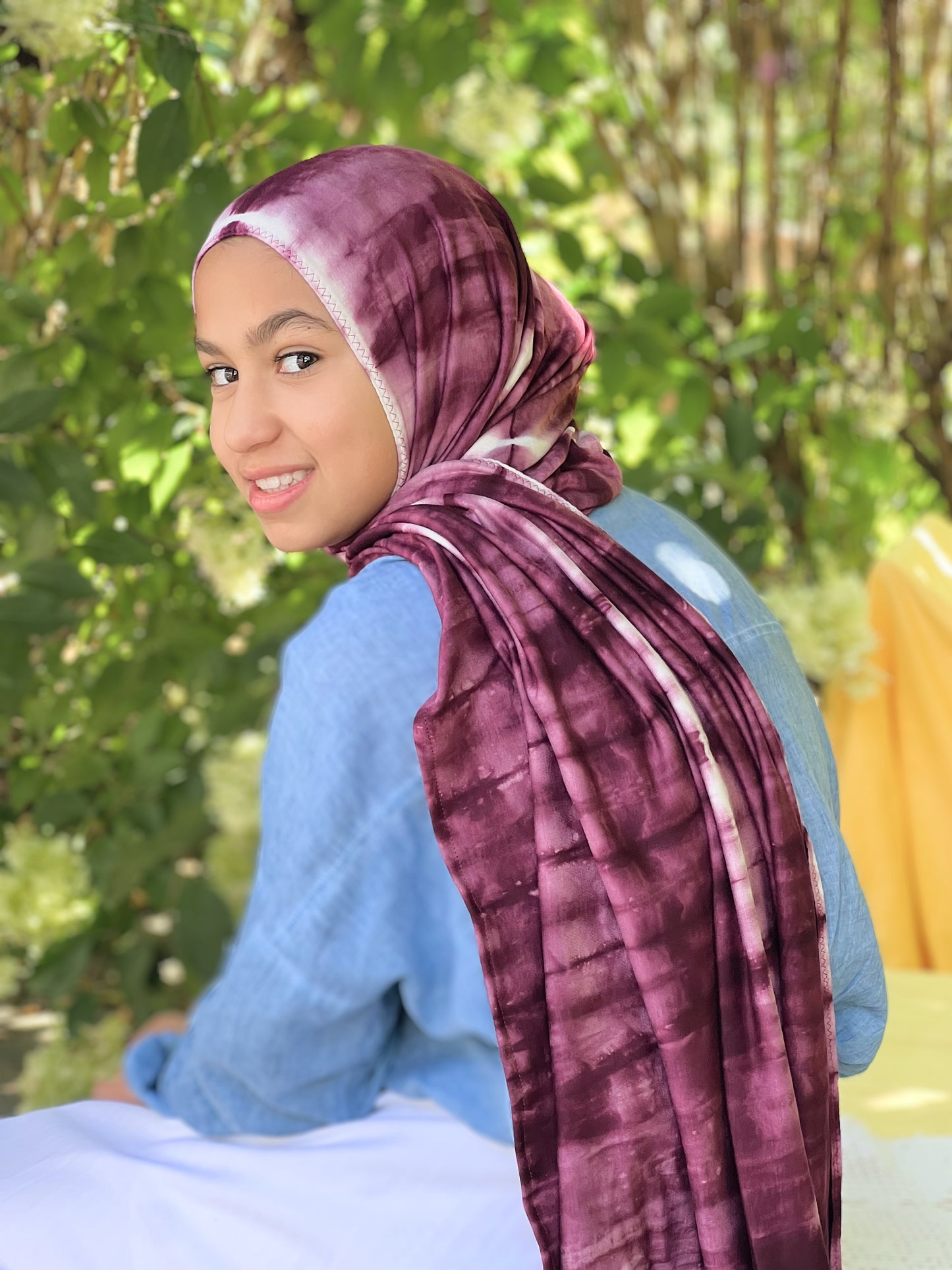 Tie Dye Jersey Hijab: Deep Vimto