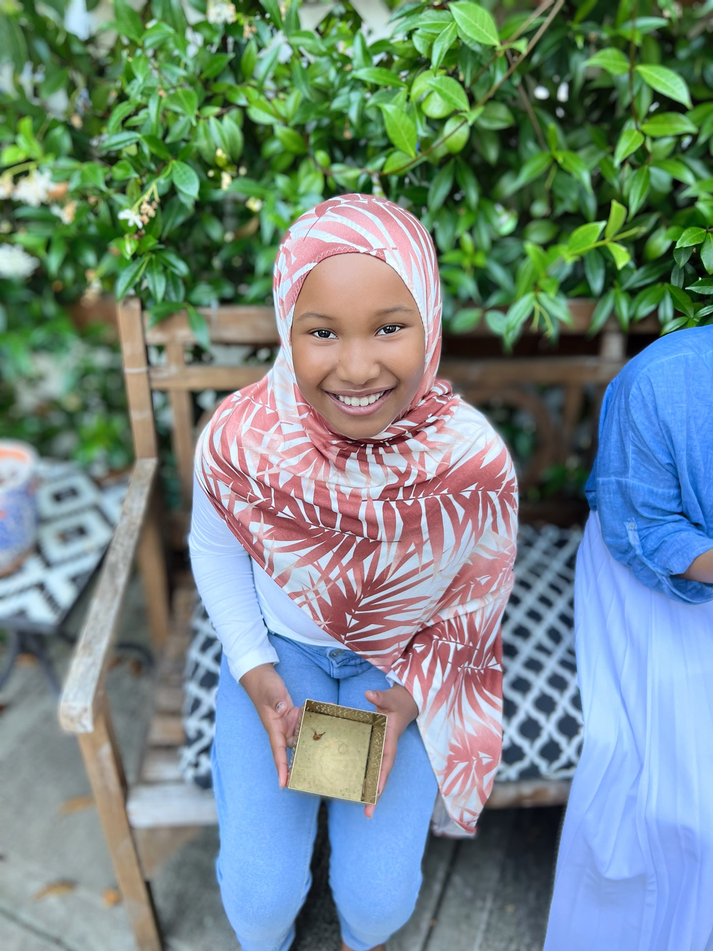 Printed Jersey Hijab: Rustic Peachy Palms