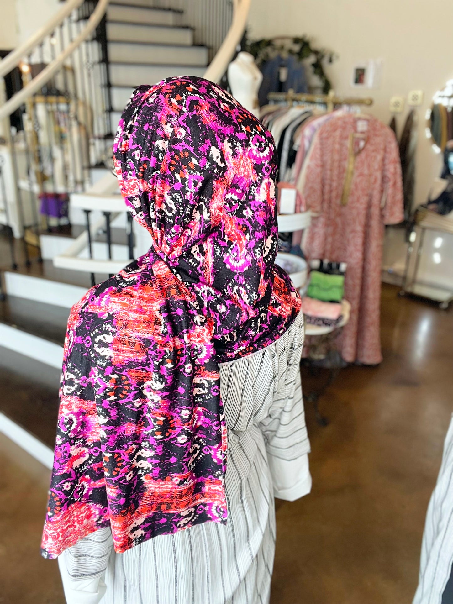 Printed Jersey Hijab: Purple Ikat