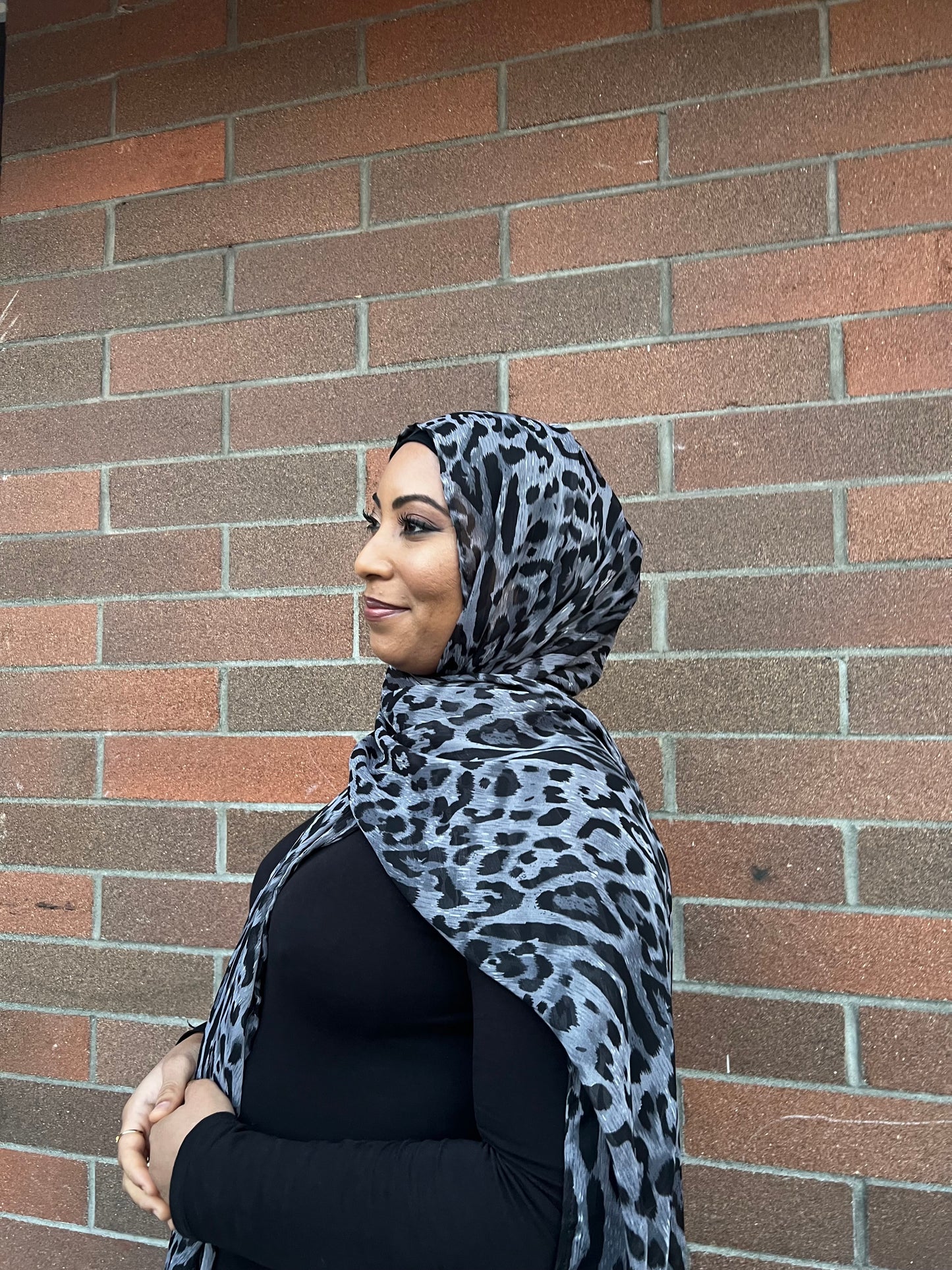 Crinkle Chiffon Hijab: Shadow Leopard