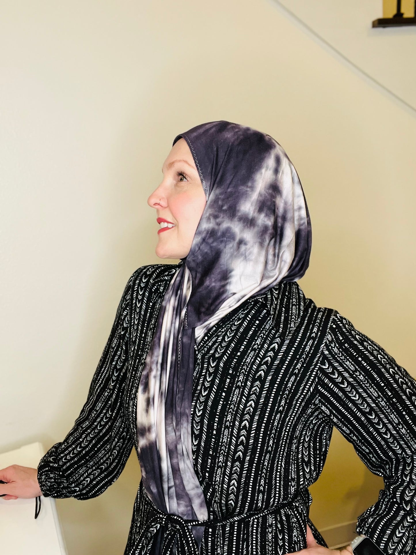 Tie Dye Jersey Hijab: Smokey Lavender Sky