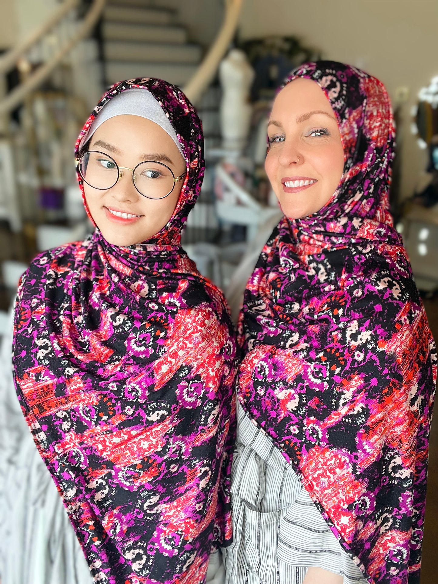 Printed Jersey Hijab: Purple Ikat