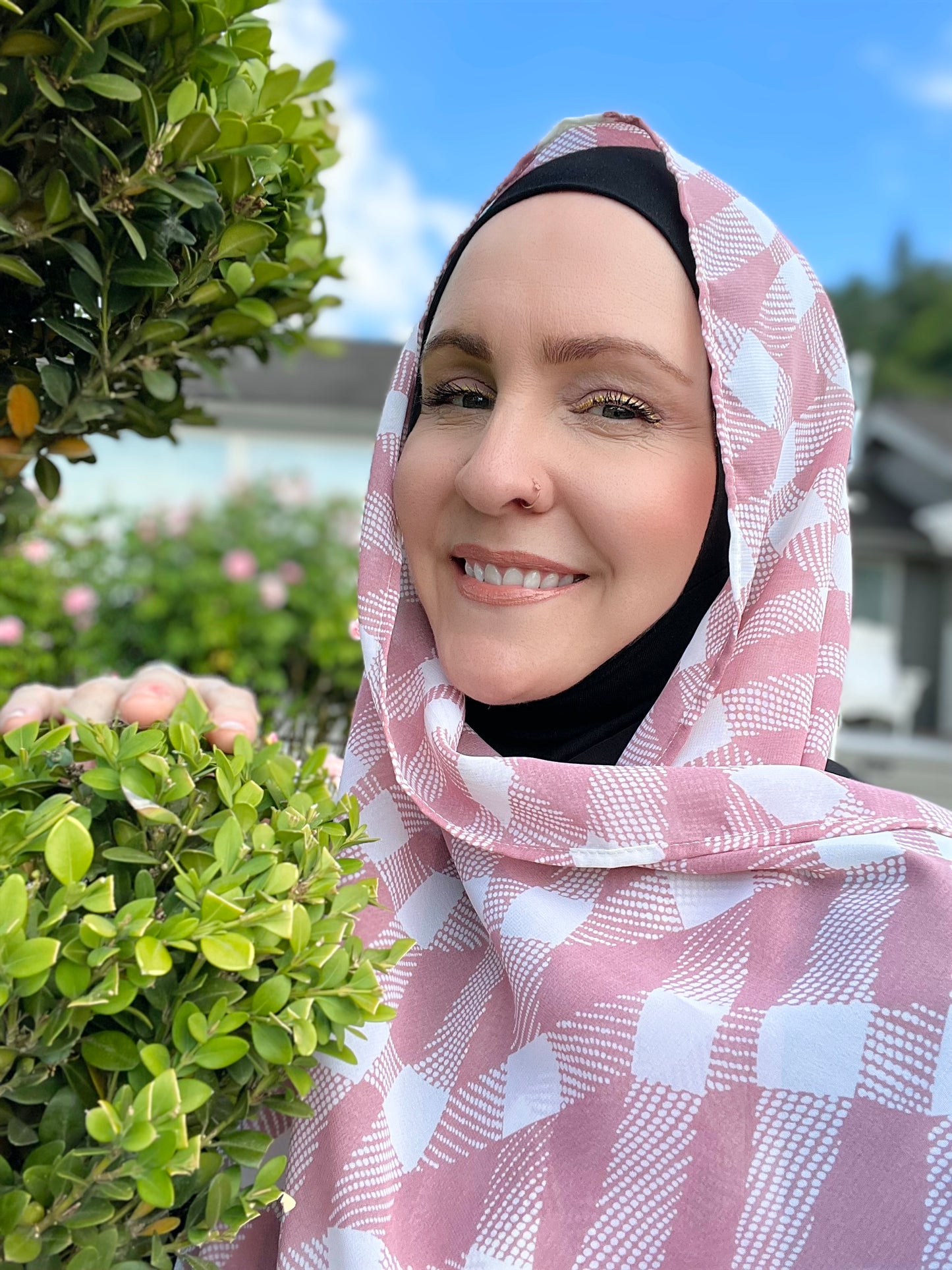 Chiffon Hijab: Blushed Checkers