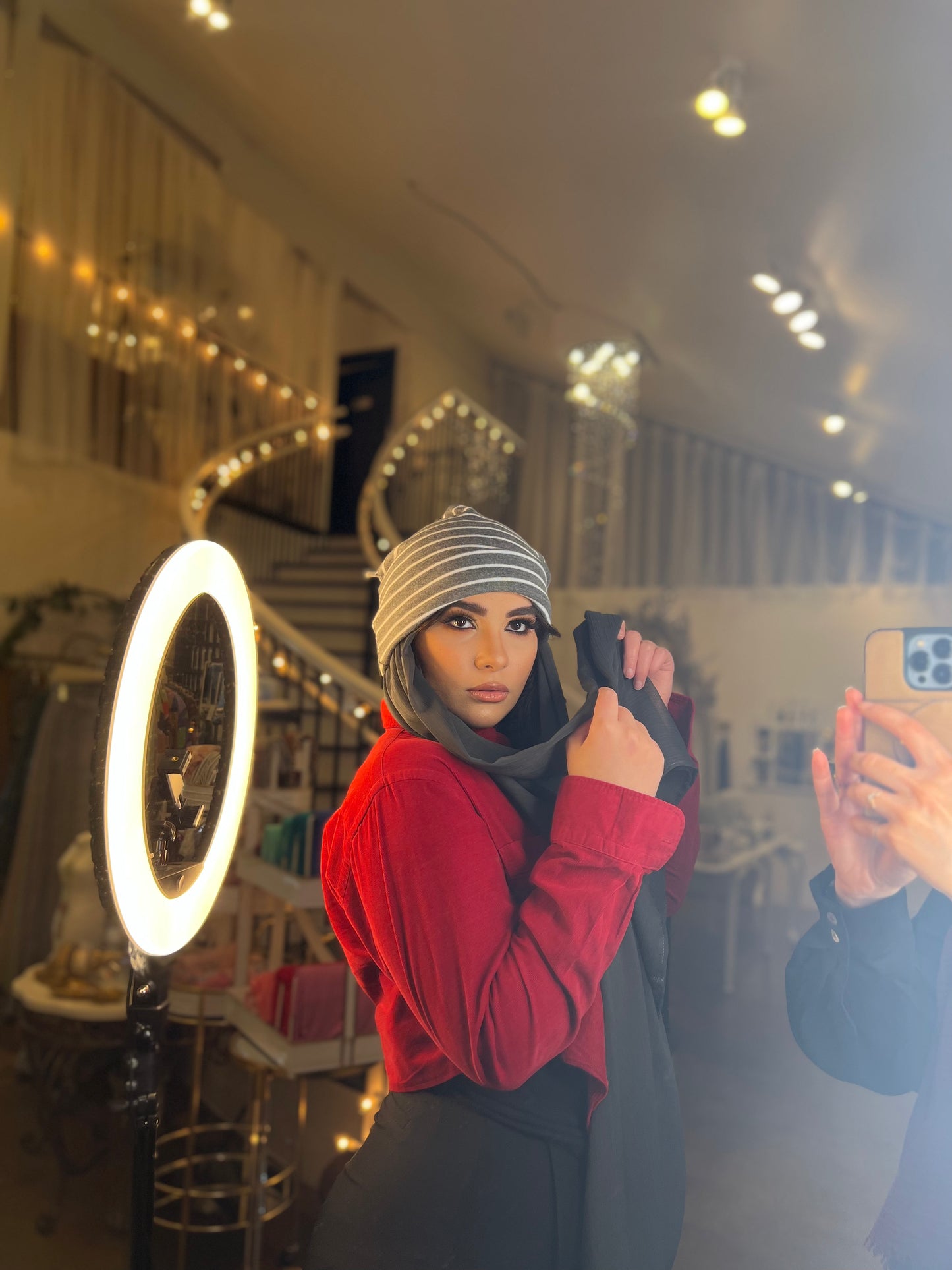 The Zahra Beanie: Heather Grey Stripes