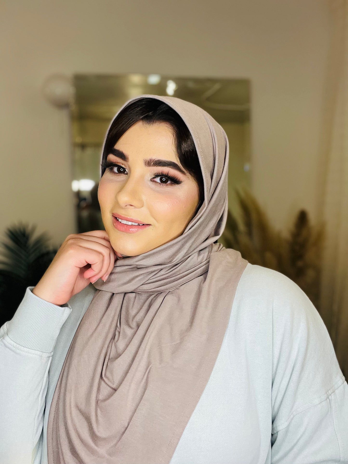 Jersey Hijab: Deep Cement Taupe