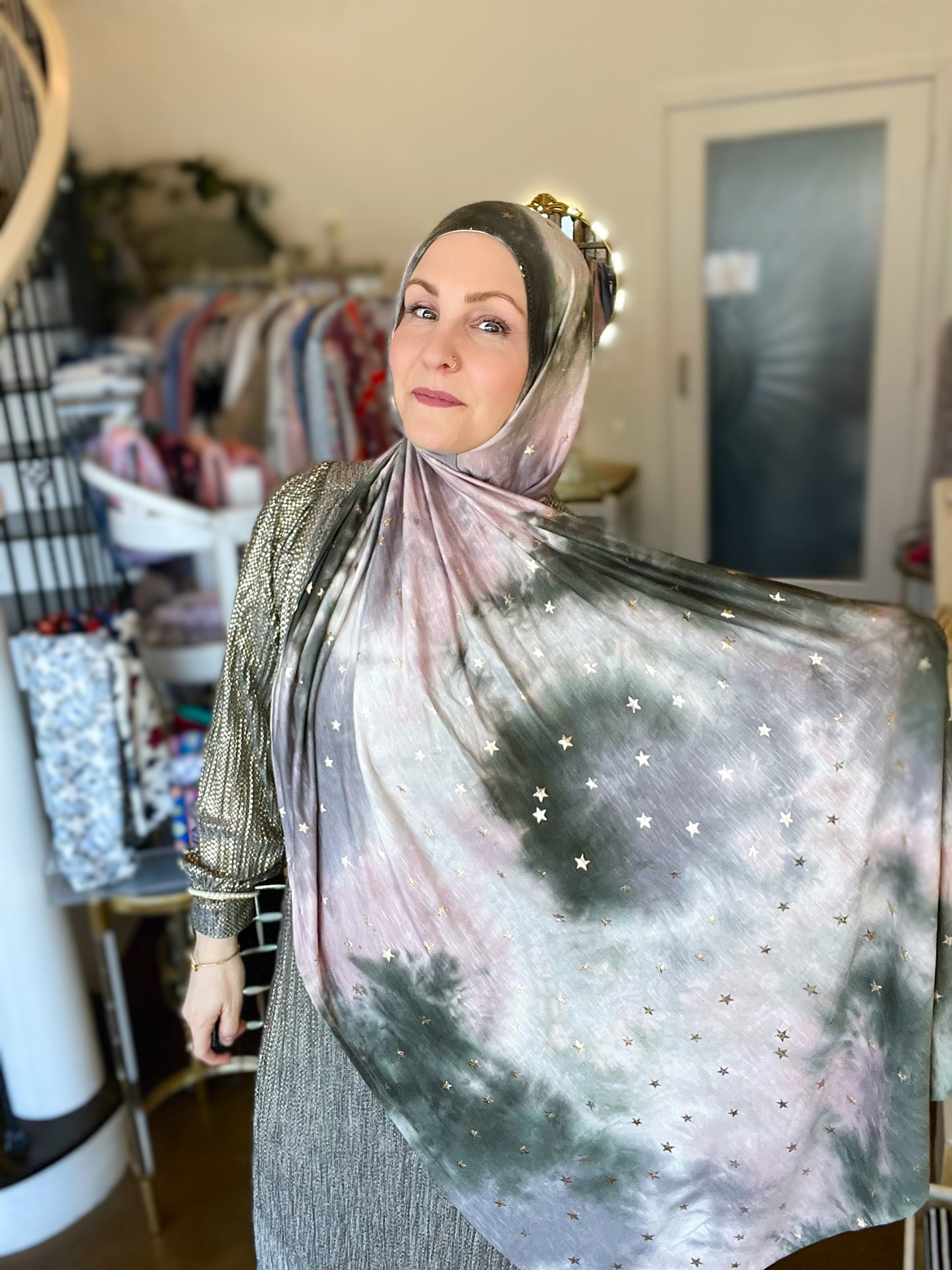 Tie Dye Jersey Hijab: Starry Nights