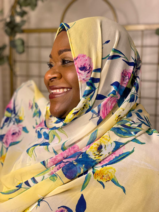 Limited Edition Crepe Chiffon Hijab: Homecoming Queen in Light Yellow
