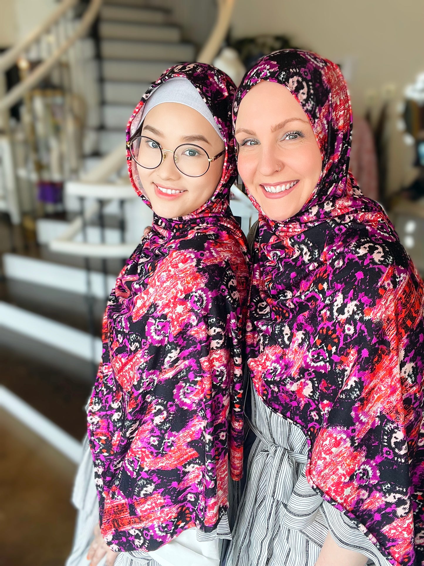 Printed Jersey Hijab: Purple Ikat