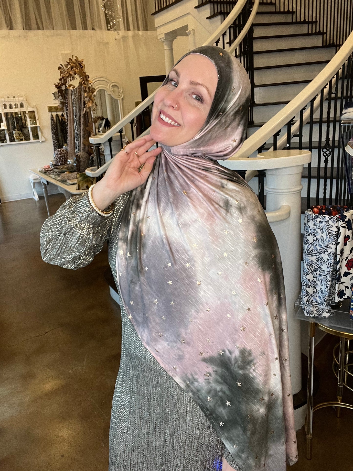 Tie Dye Jersey Hijab: Starry Nights