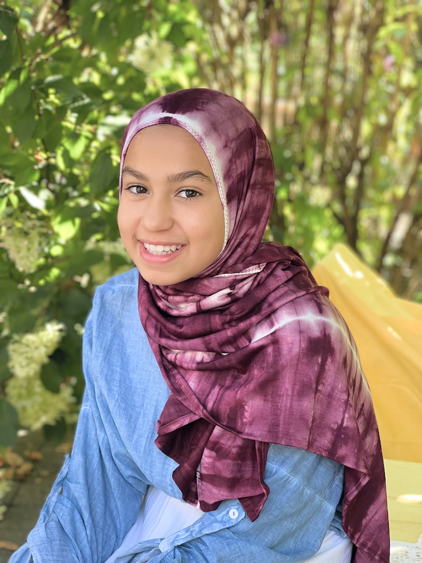 Tie Dye Jersey Hijab: Deep Vimto