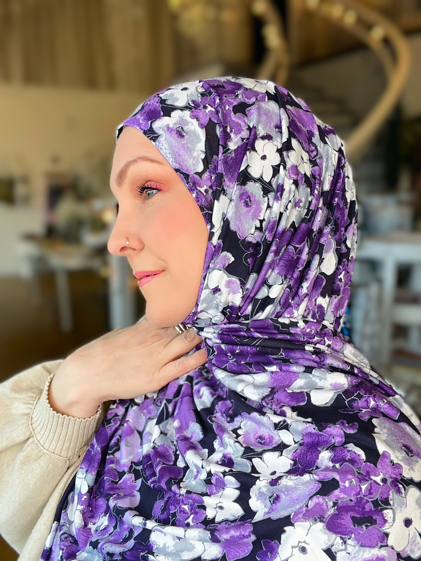 Printed Jersey Hijab: Wild Flowers
