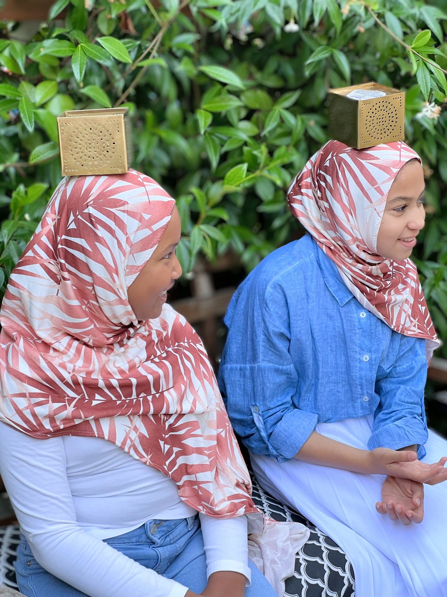 Printed Jersey Hijab: Rustic Peachy Palms