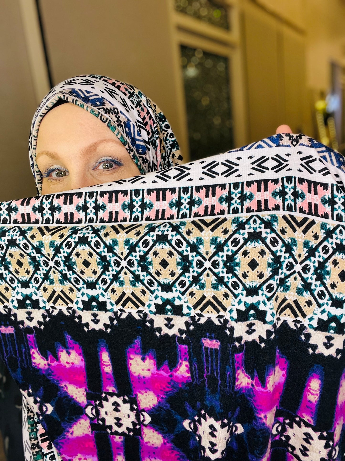 Printed Jersey Hijab: Indigo Dreams