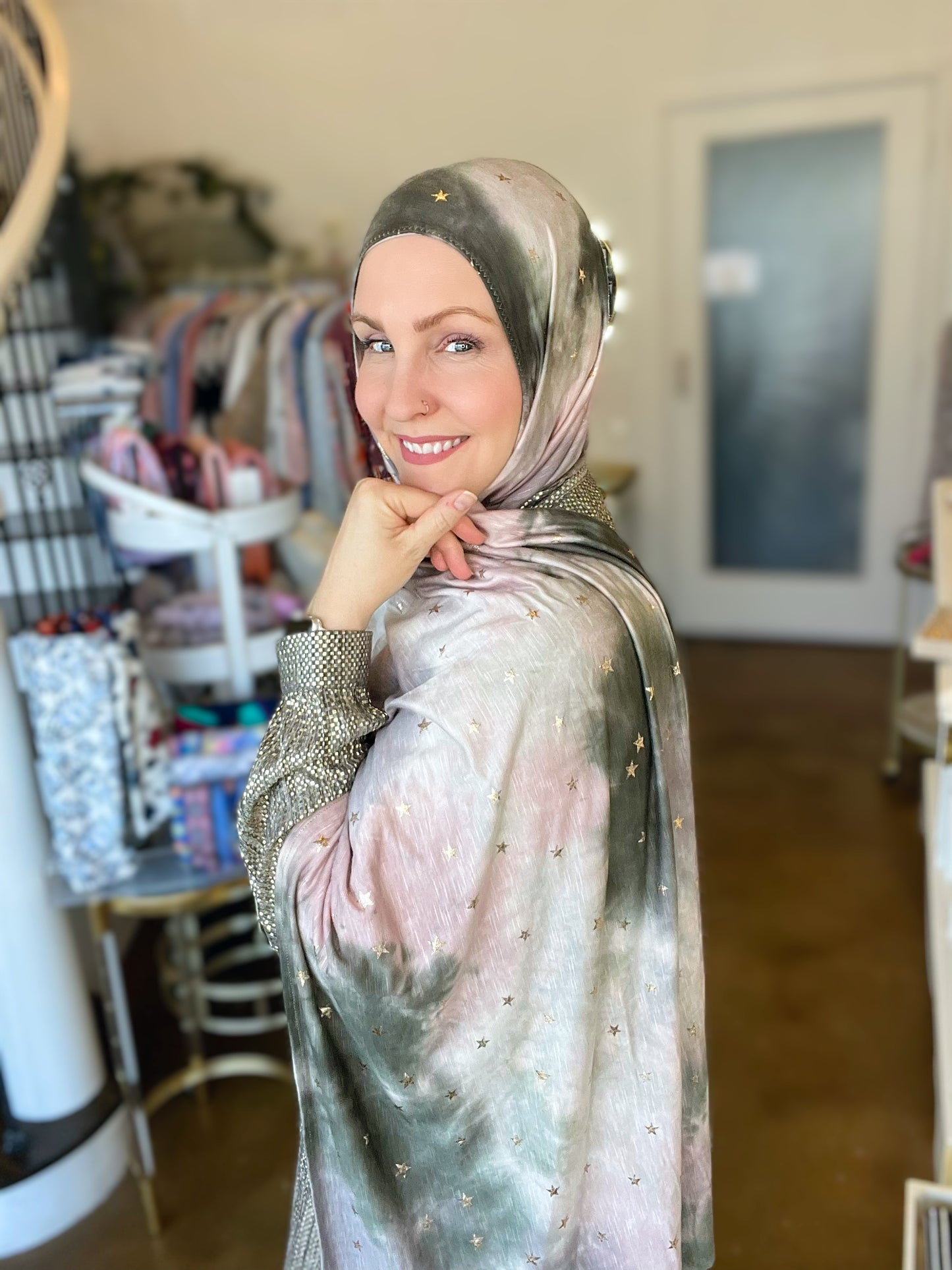 Tie Dye Jersey Hijab: Starry Nights