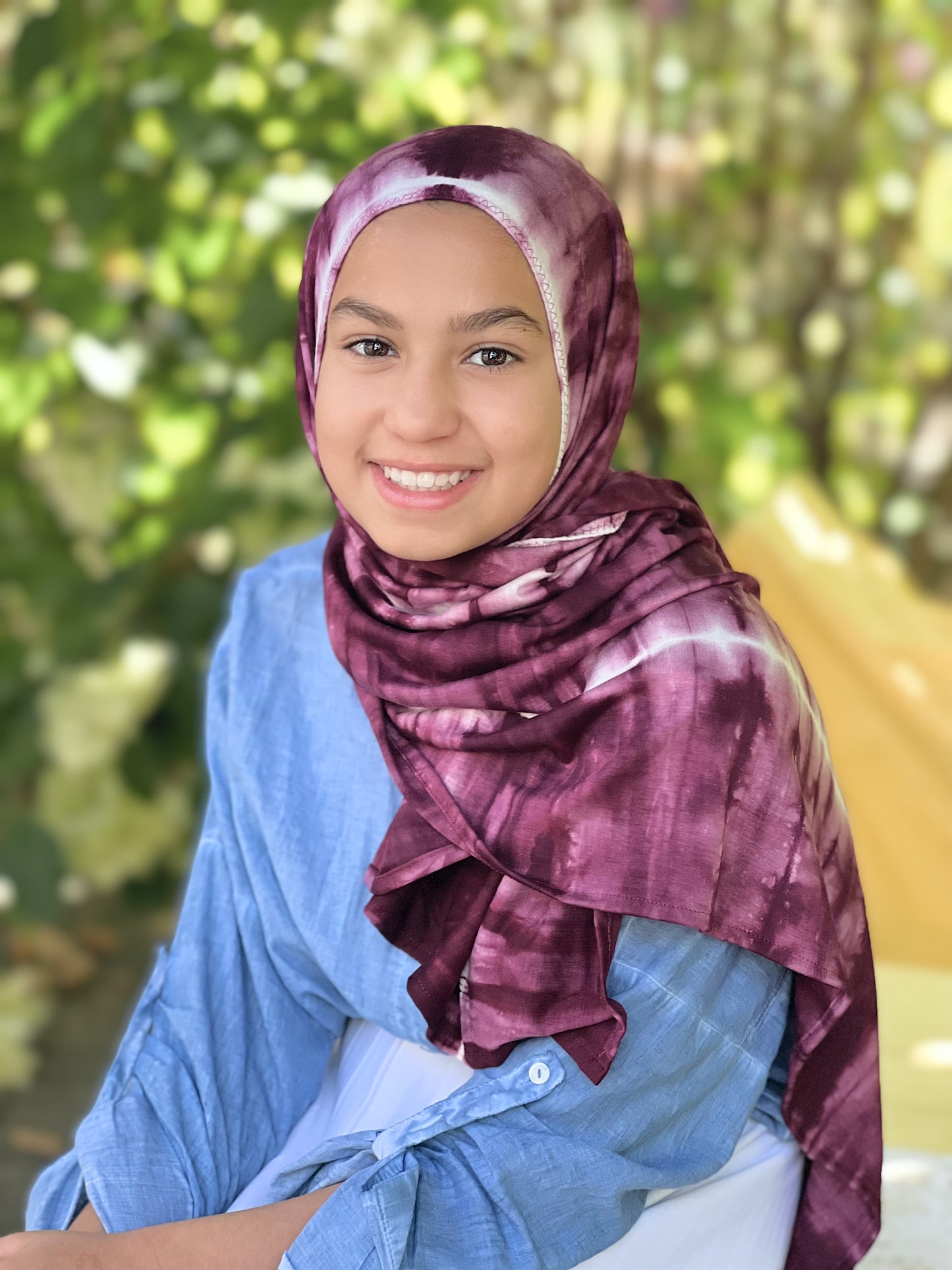 Tie Dye Jersey Hijab: Deep Vimto