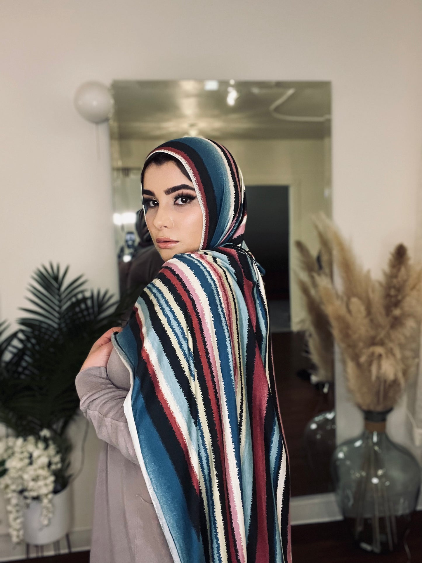 Printed Jersey Hijab: Commanding Stripes