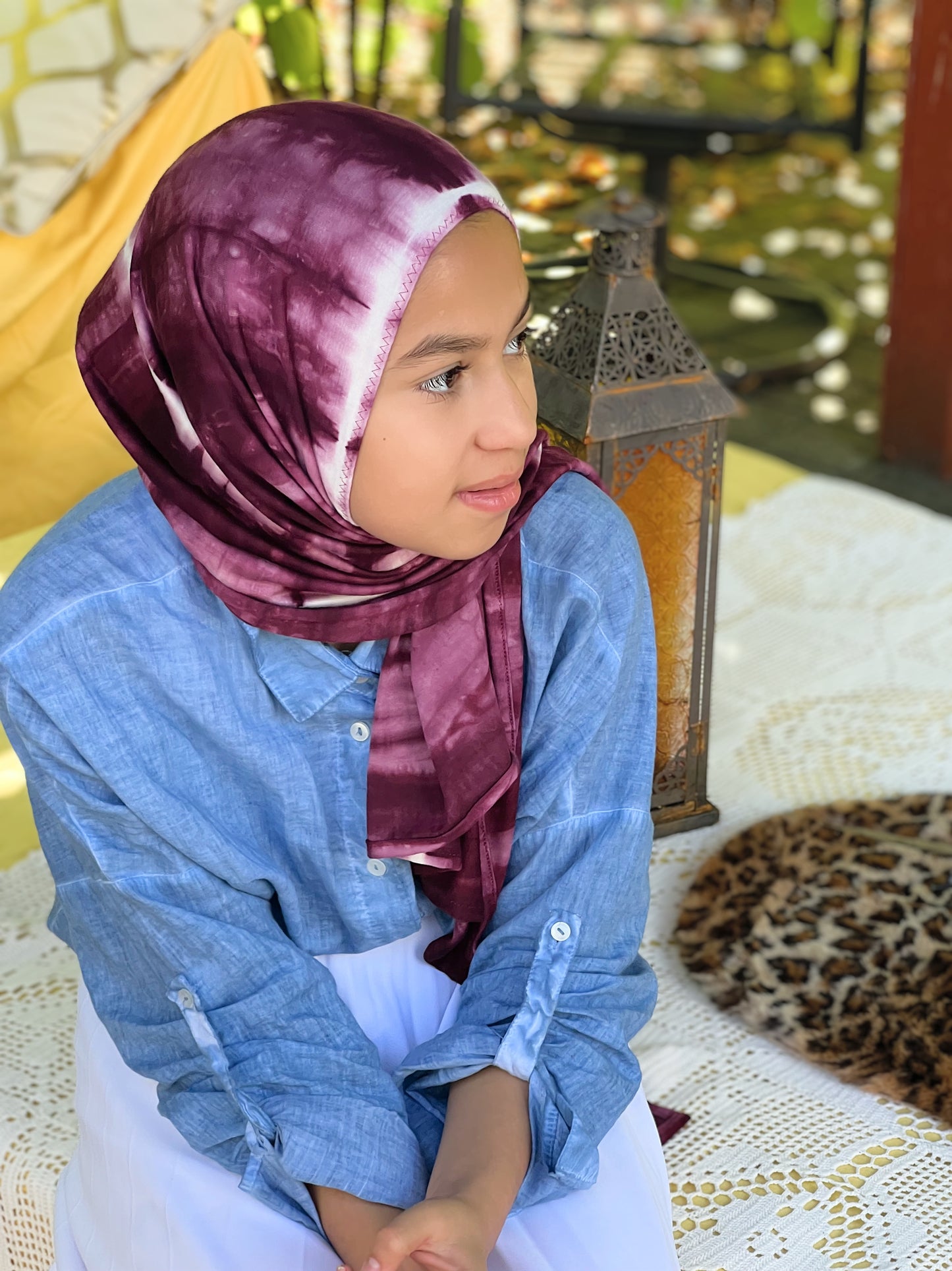Tie Dye Jersey Hijab: Deep Vimto
