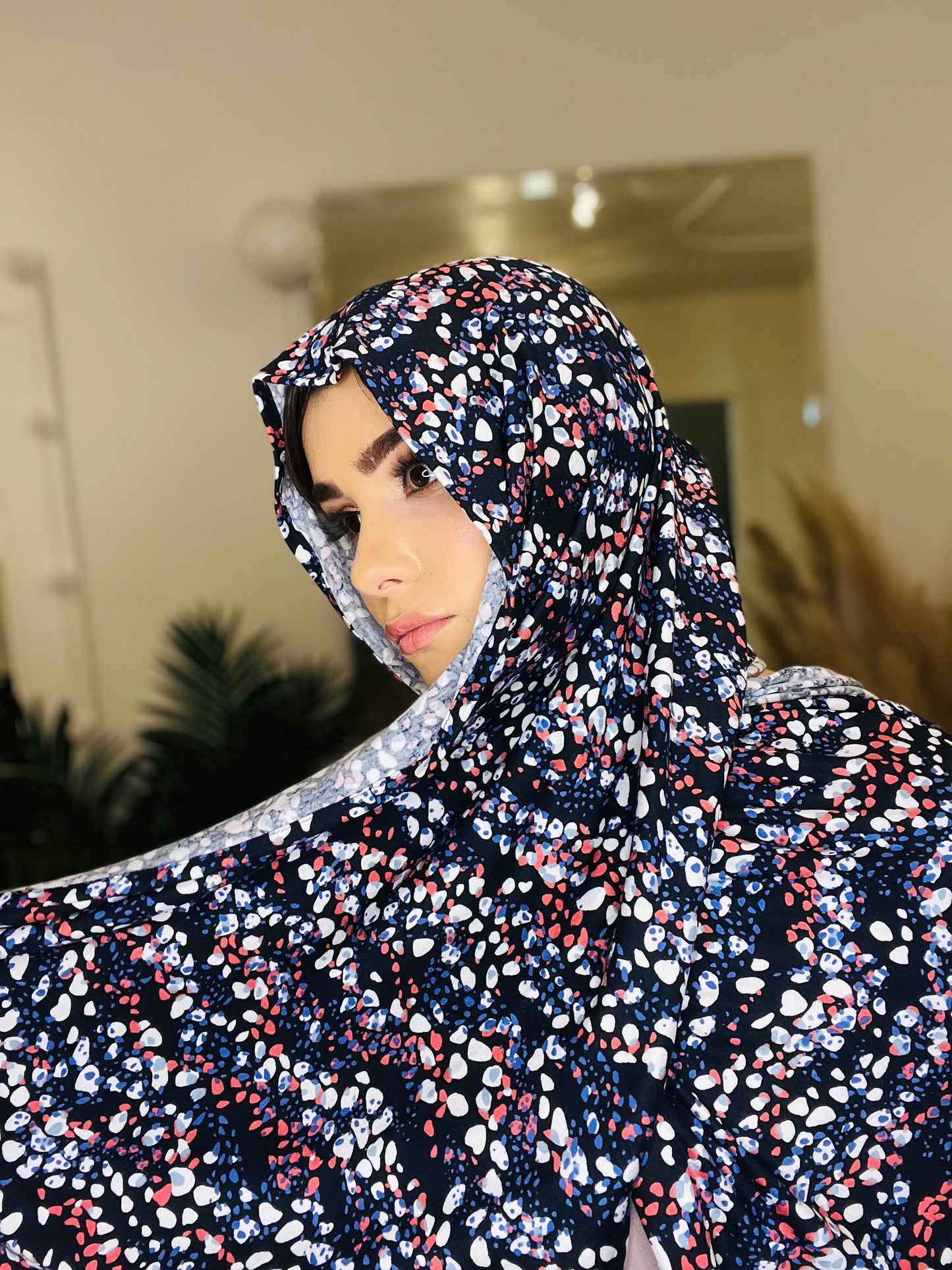 Printed Jersey Hijab: Pebble Waves
