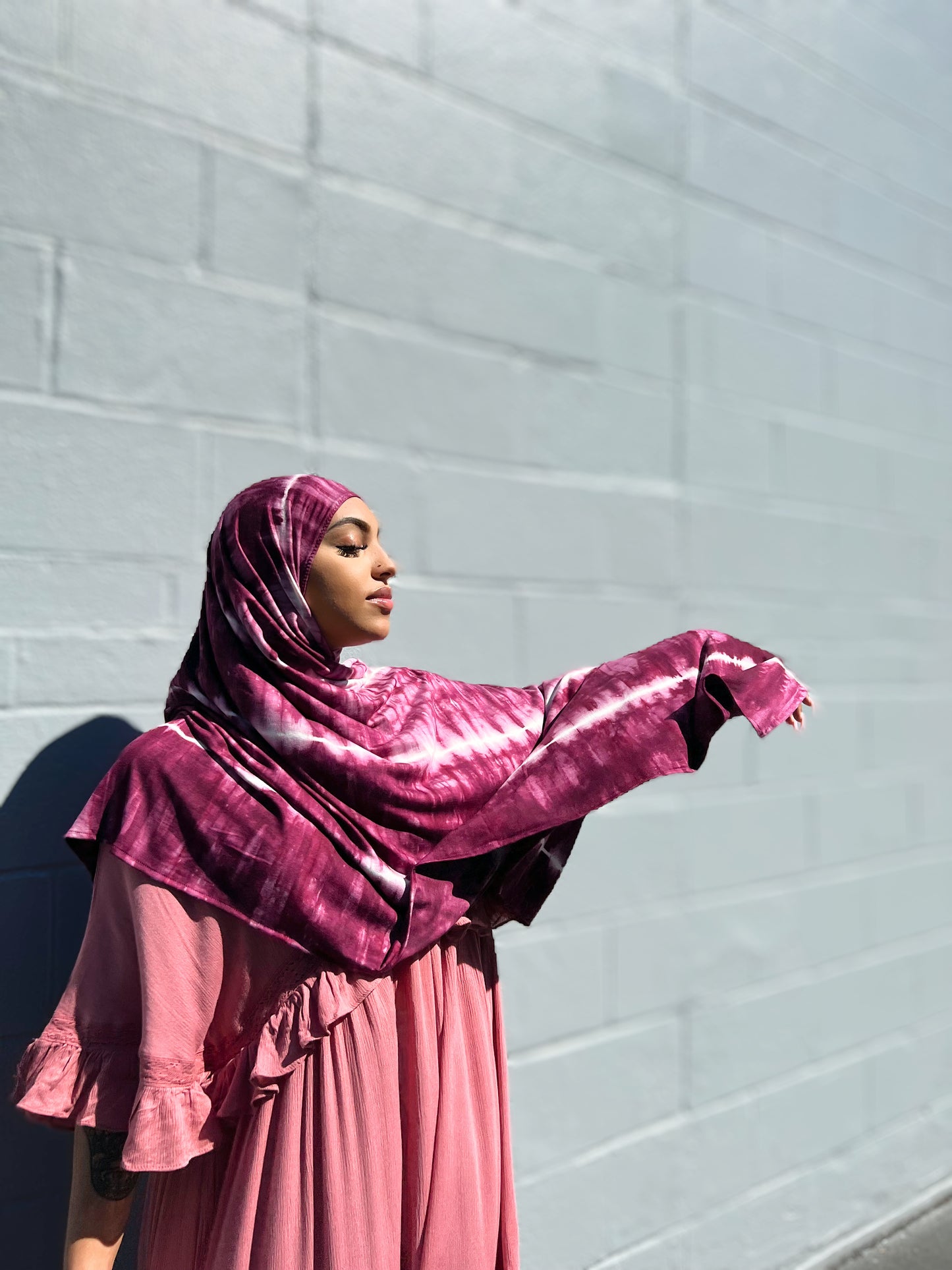 Tie Dye Jersey Hijab: Deep Vimto