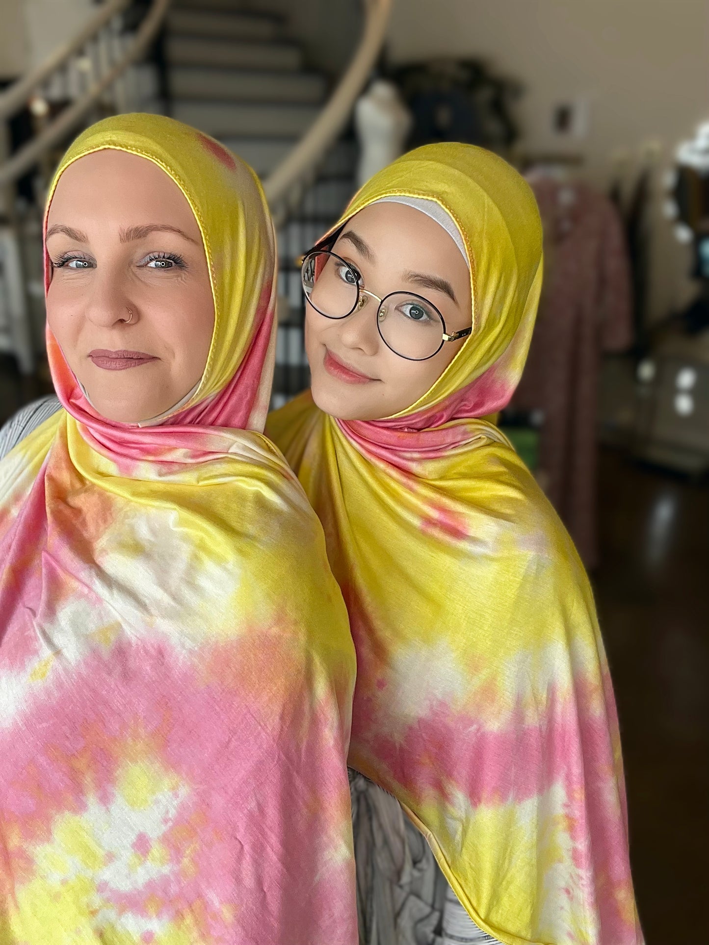 Tie Dye Jersey Hijab: Bubblegum Lemonade