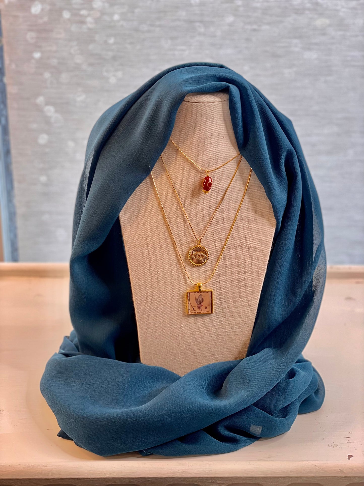 Crinkle Chiffon Hijab: Peacock
