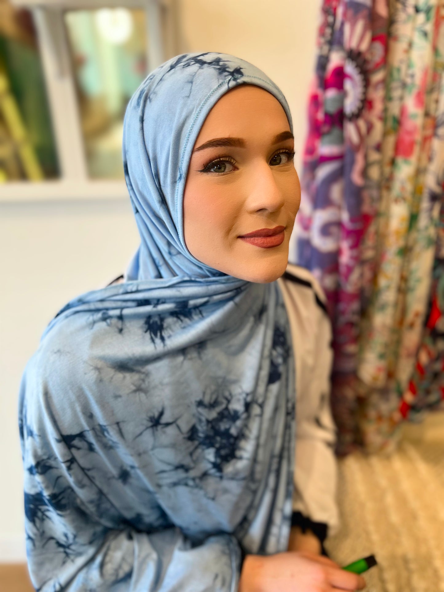 Tie Dye Jersey Hijab: Deep Ocean