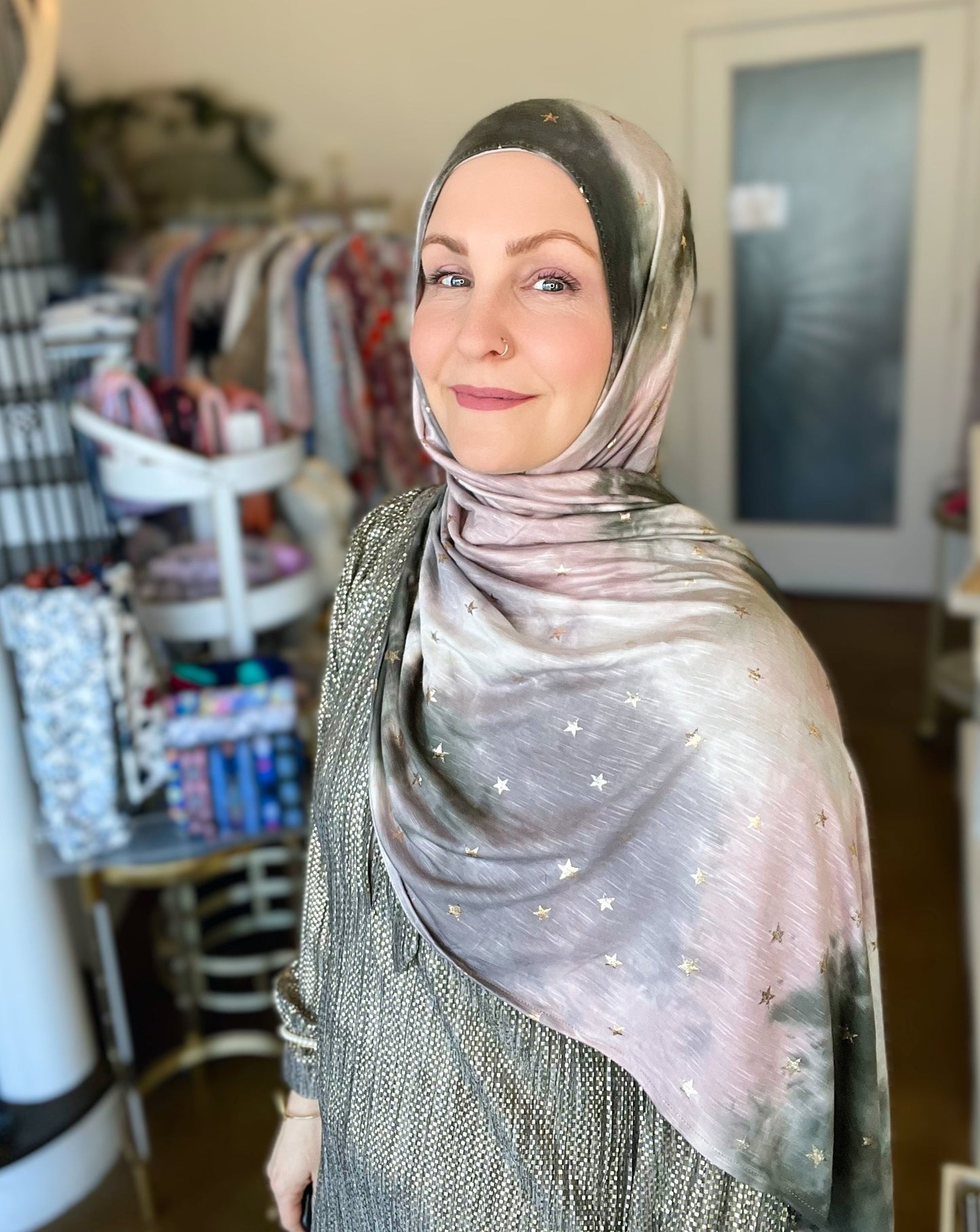 Tie Dye Jersey Hijab: Starry Nights