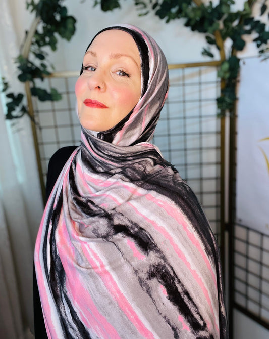 Printed Jersey Hijab: Quartz Crystal Magia