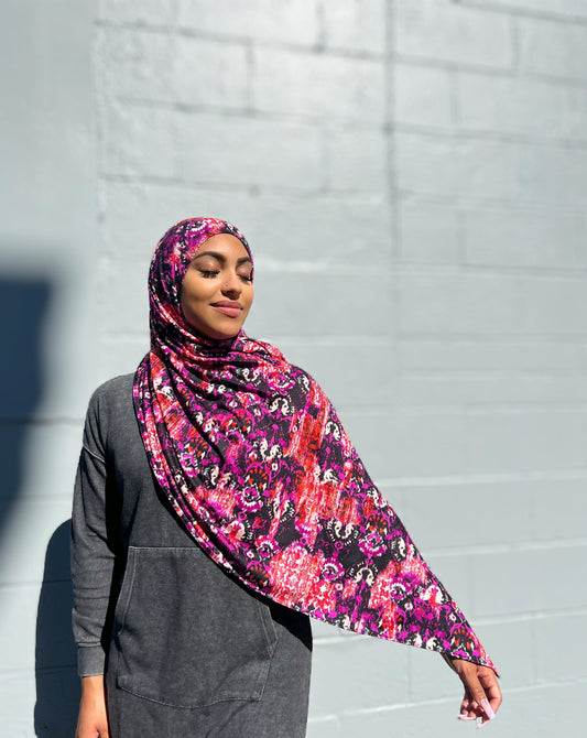Printed Jersey Hijab: Purple Ikat