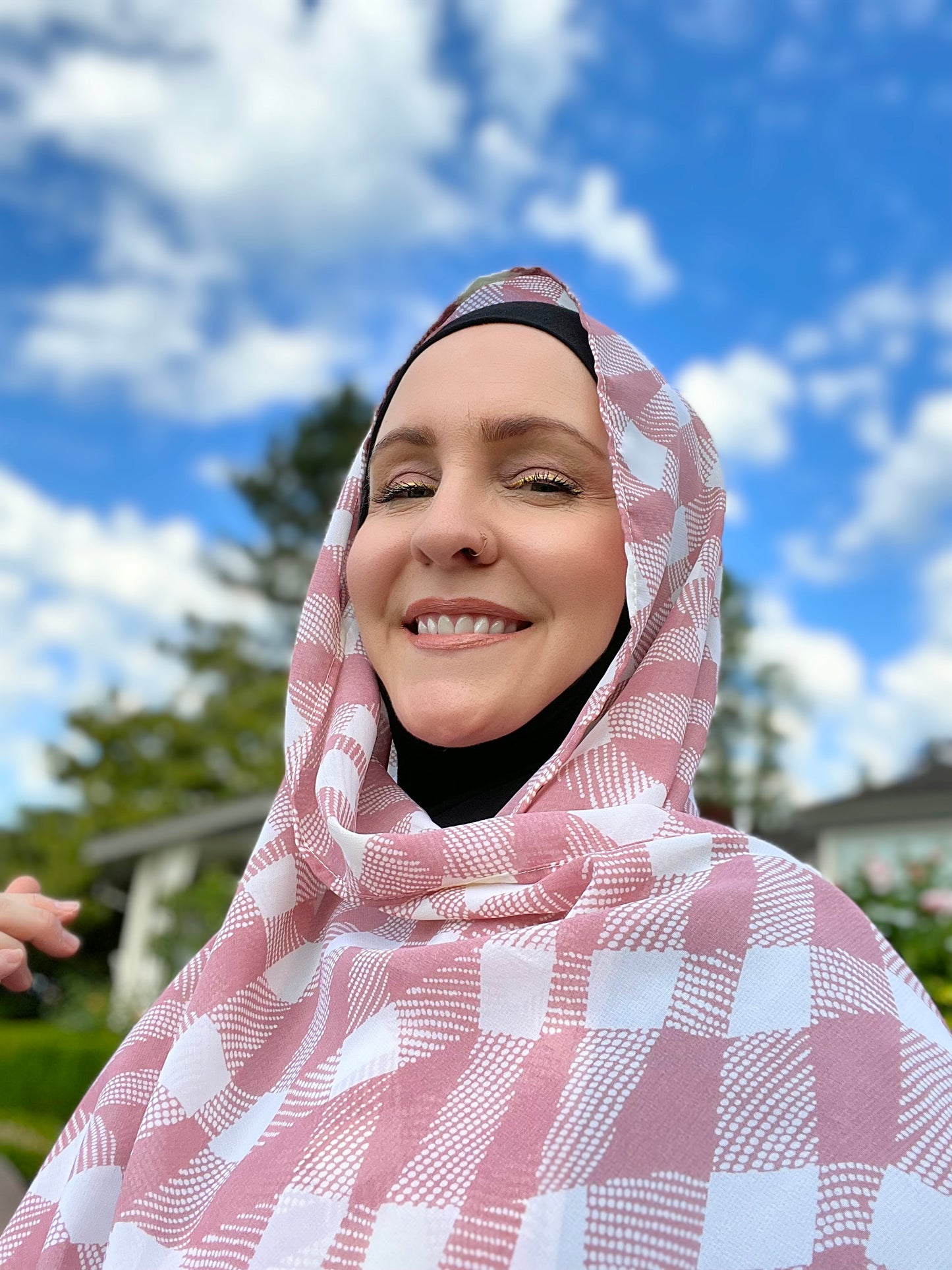 Chiffon Hijab: Blushed Checkers