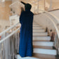 Nour Oversized Abaya - Cobalt Blue Pleated Stretch Velvet